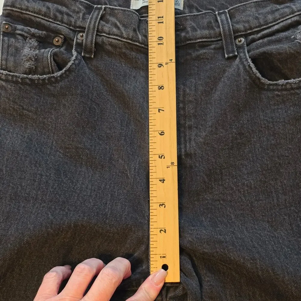 Abercrombie & Fitch Jeans Womens 2L Charcoal Black 90s Straight Ultra High Rise